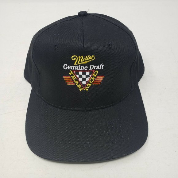 Vintage Team MGD Racing Miller Genuine Draft Mens OS Snapback Hat Cap Beer USA